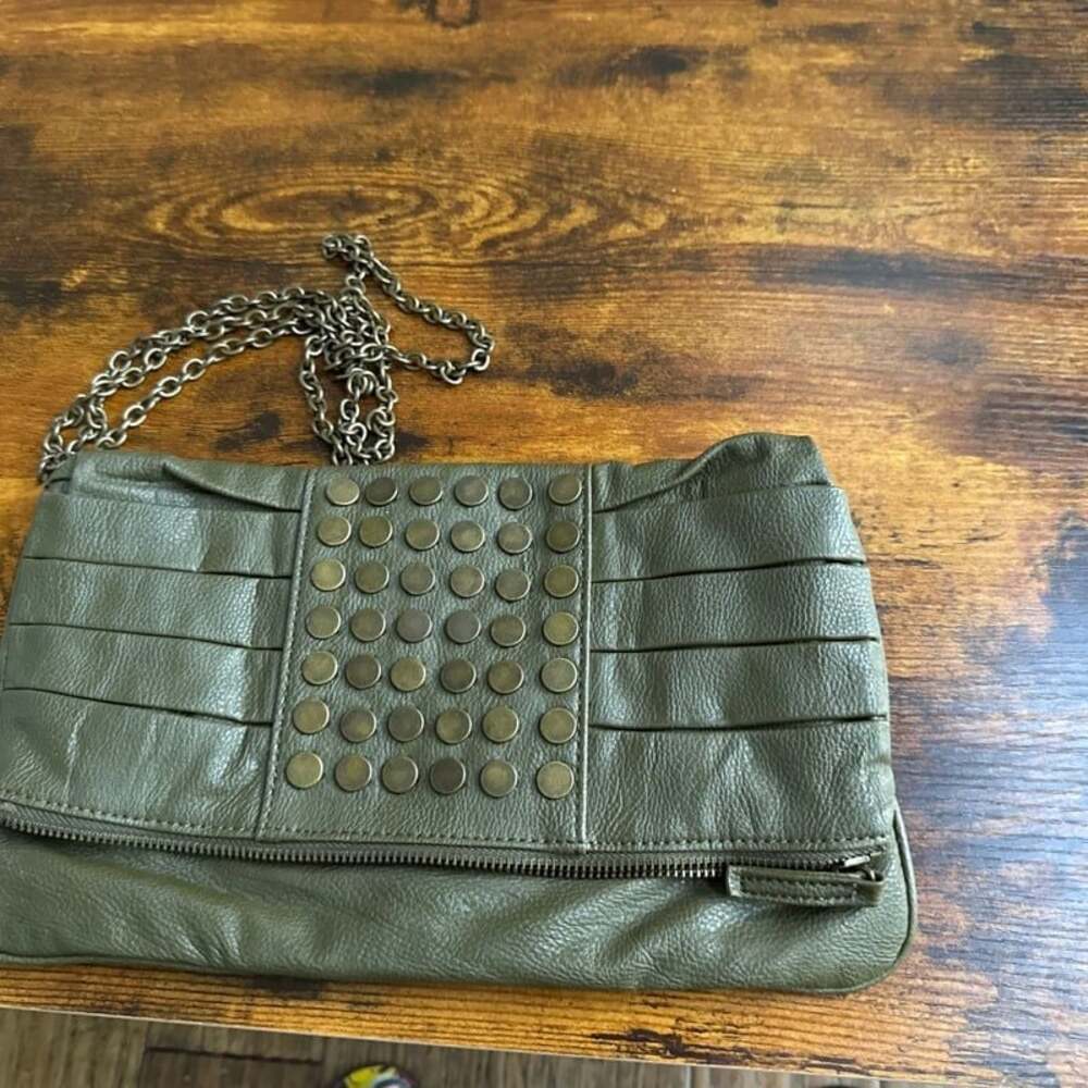 Aldo Olive Green Studded Gold Brass Hardware